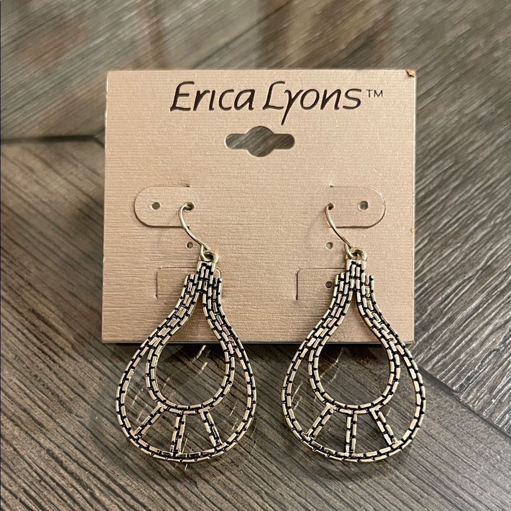 Erica Lyons Intricate Gold-tone Dangle Earrings